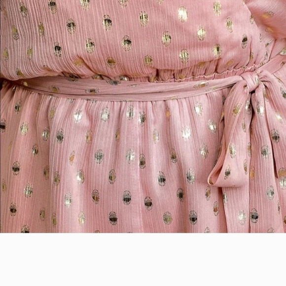 Lulus Delight at Dawn Gold and Mauve Print Surplice Romper Small - Picture 4 of 13